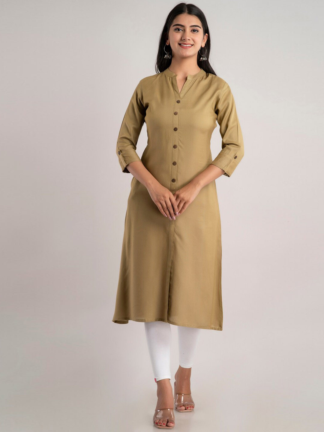 MAUKA Women Khaki Kurta