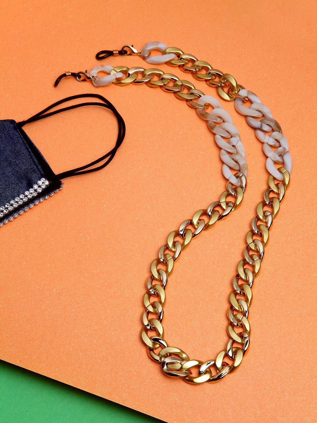 VOGUE PANASH Gold-Toned & Off-White Mask & Goggles Chain