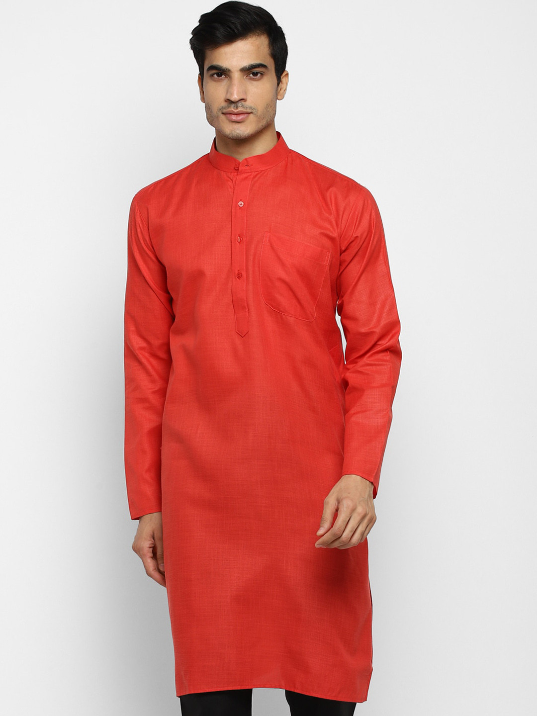 ROYAL KURTA Men Red Pure Cotton Kurta with Pyjamas
