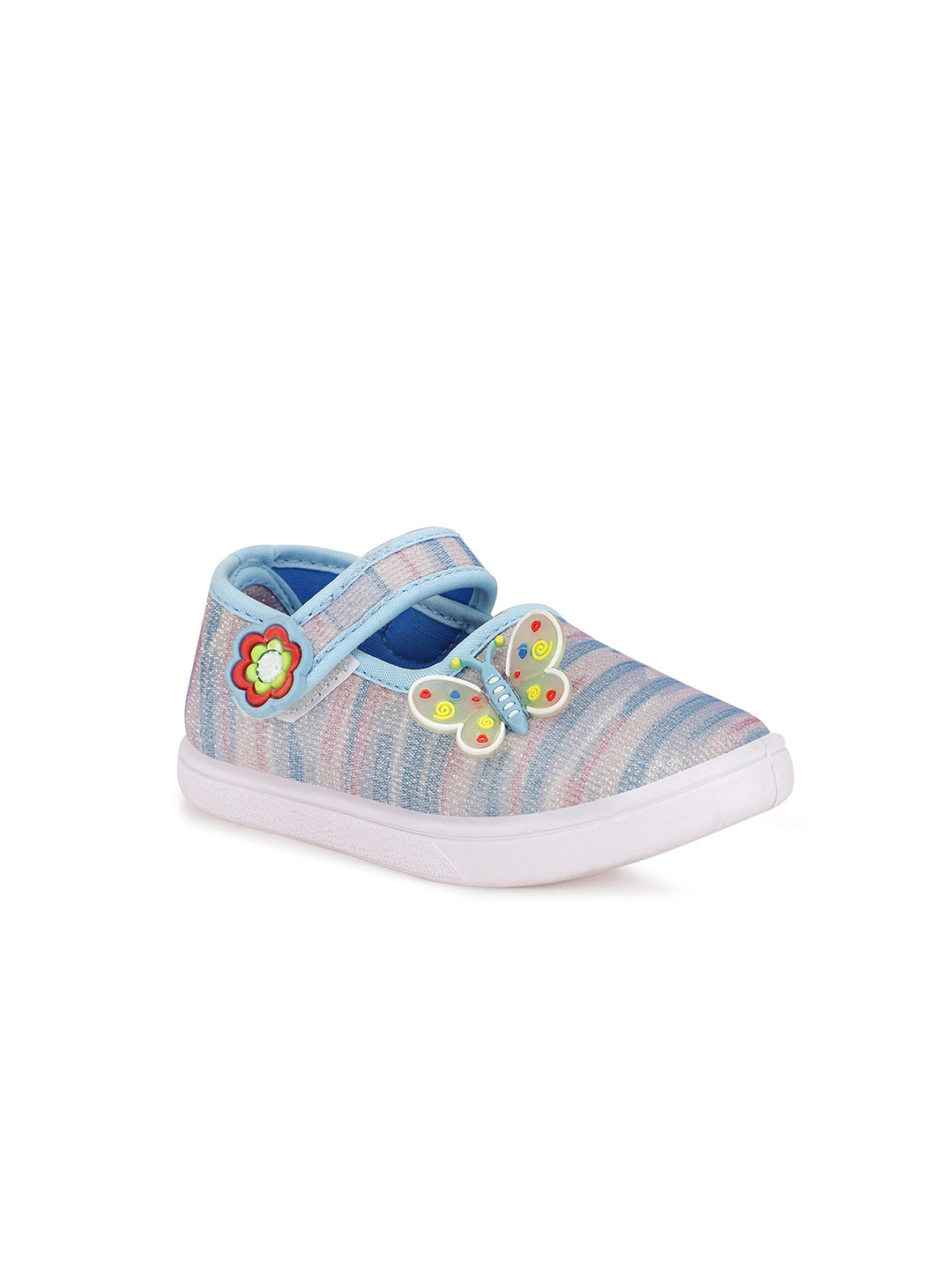 NEOBABY Girls Blue Striped Flats
