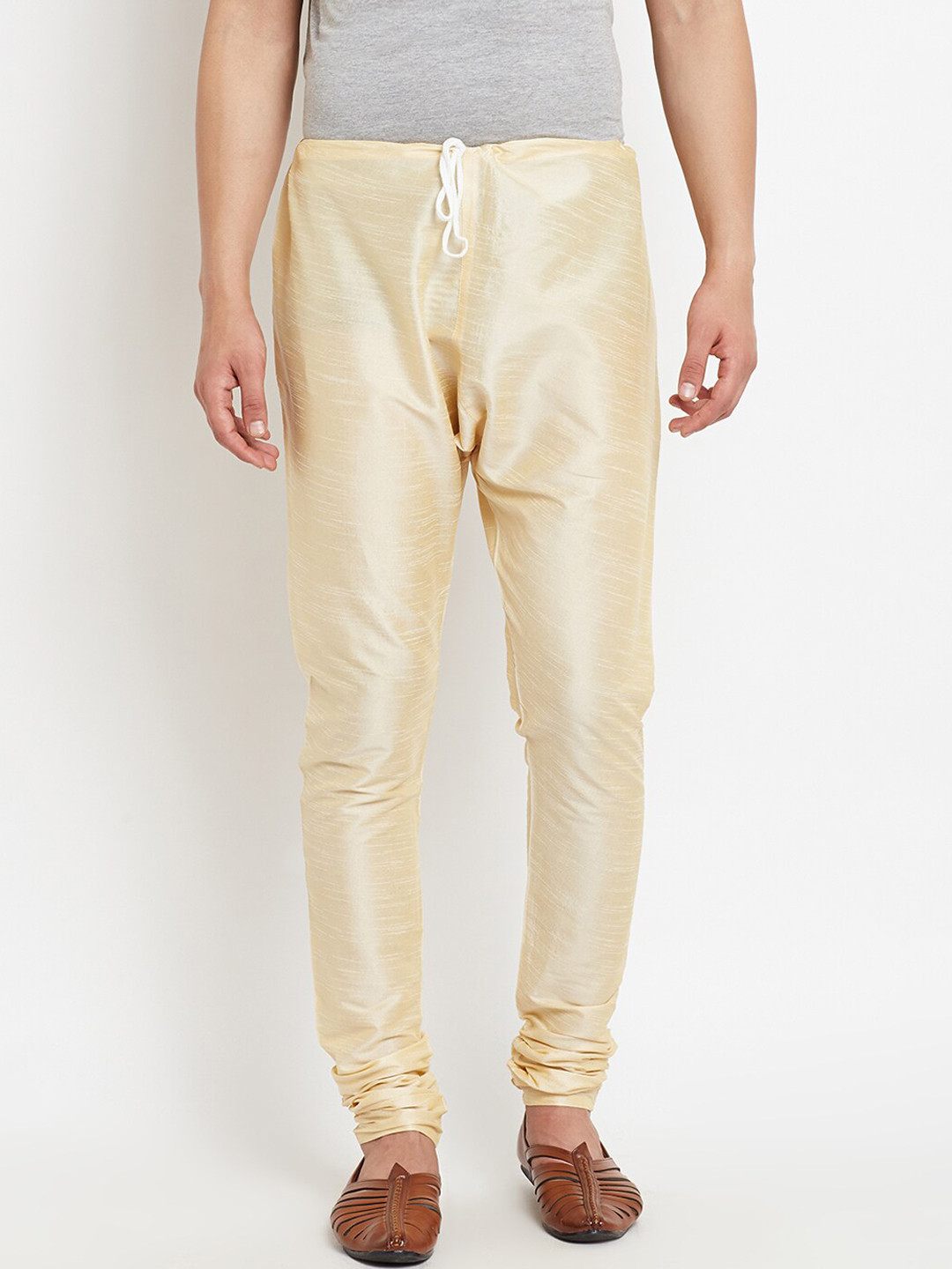 ROYAL KURTA Men Gold Coloured Solid Straight-Fit Pyjama