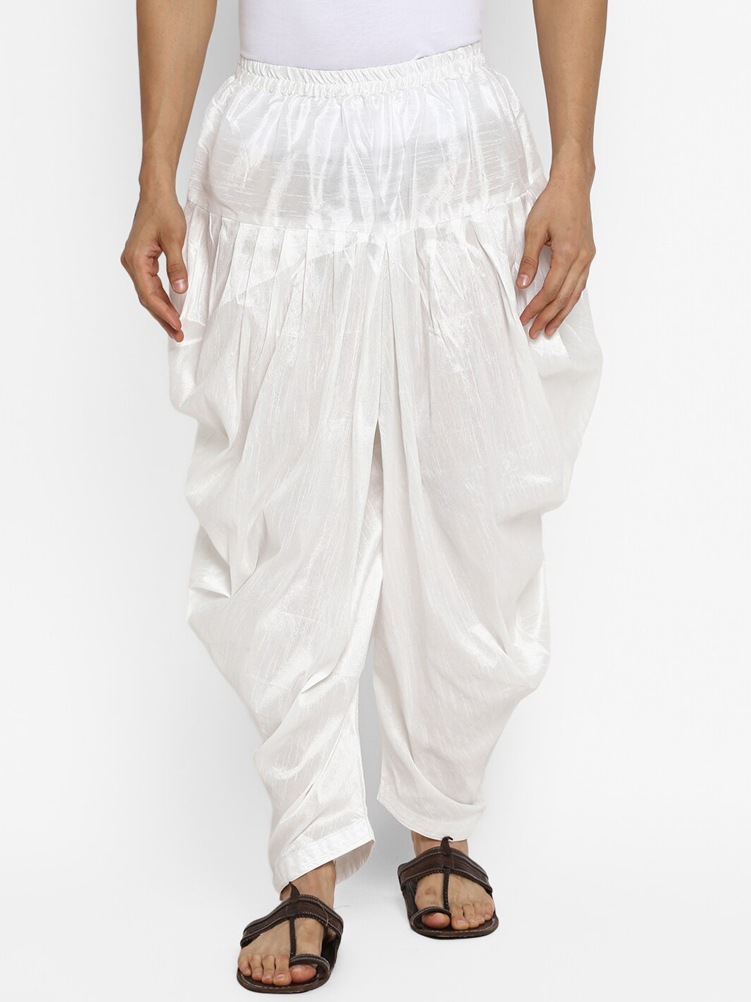 ROYAL KURTA Men White Solid Loose-Fit Pyjamas