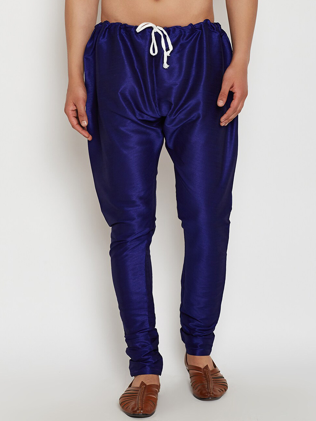 ROYAL KURTA Men Blue Solid Mid Rise Straight-Fit Churidar