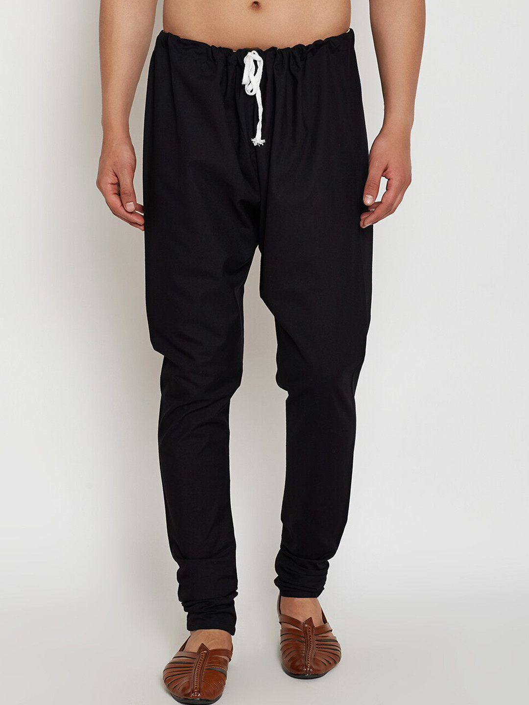 ROYAL KURTA Men Black Solid Straight-Fit Churidar