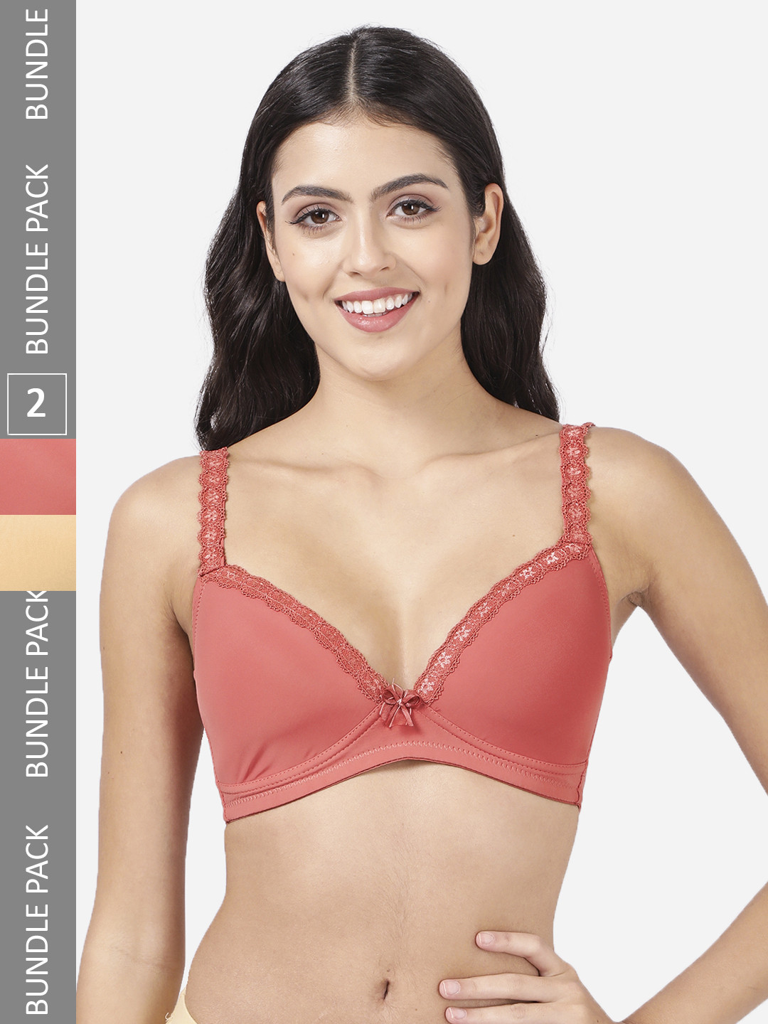 shyaway Pink & Nude-Coloured Bra Lightly Padded Pack Of 2