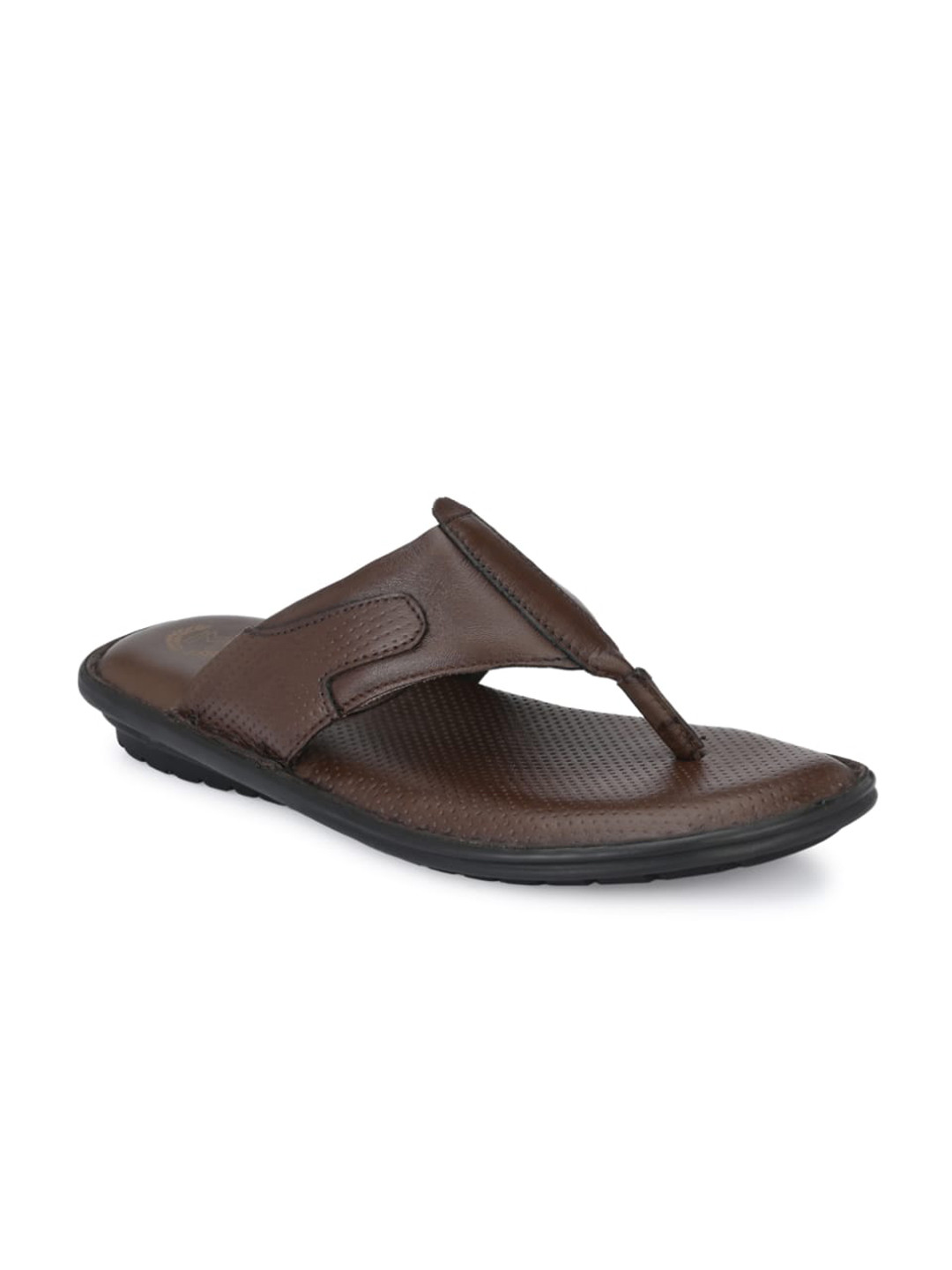 MONDAIN Men Brown Self Design Comfortable Stylish Leather Thong Flip-Flops