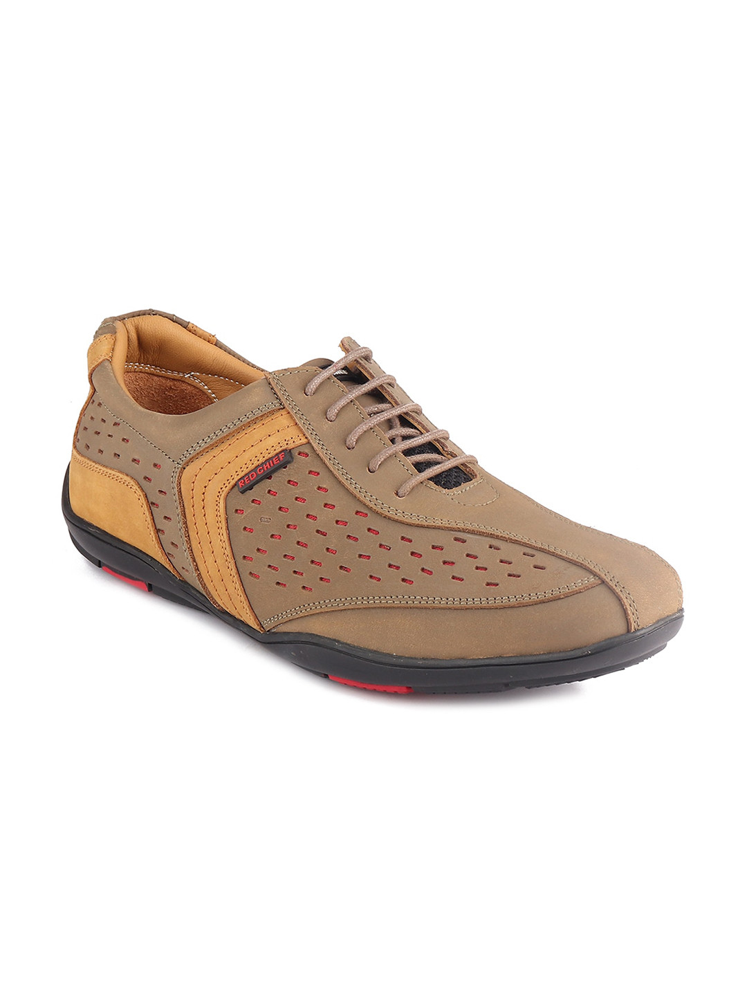 Red Chief Men Olive Green Leather Oxfords