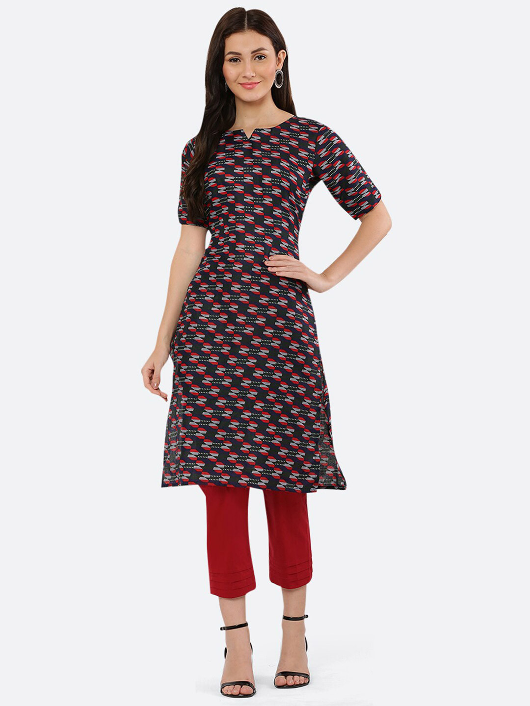 KETAKI FASHION Women Blue & Red Geometric Printed Kurta