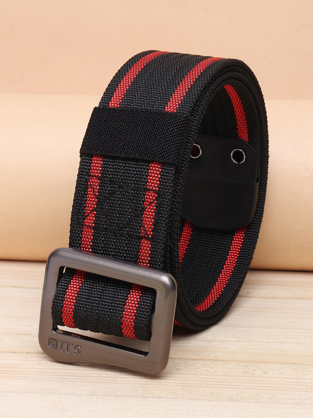 ZORO Men Black Striped Belts