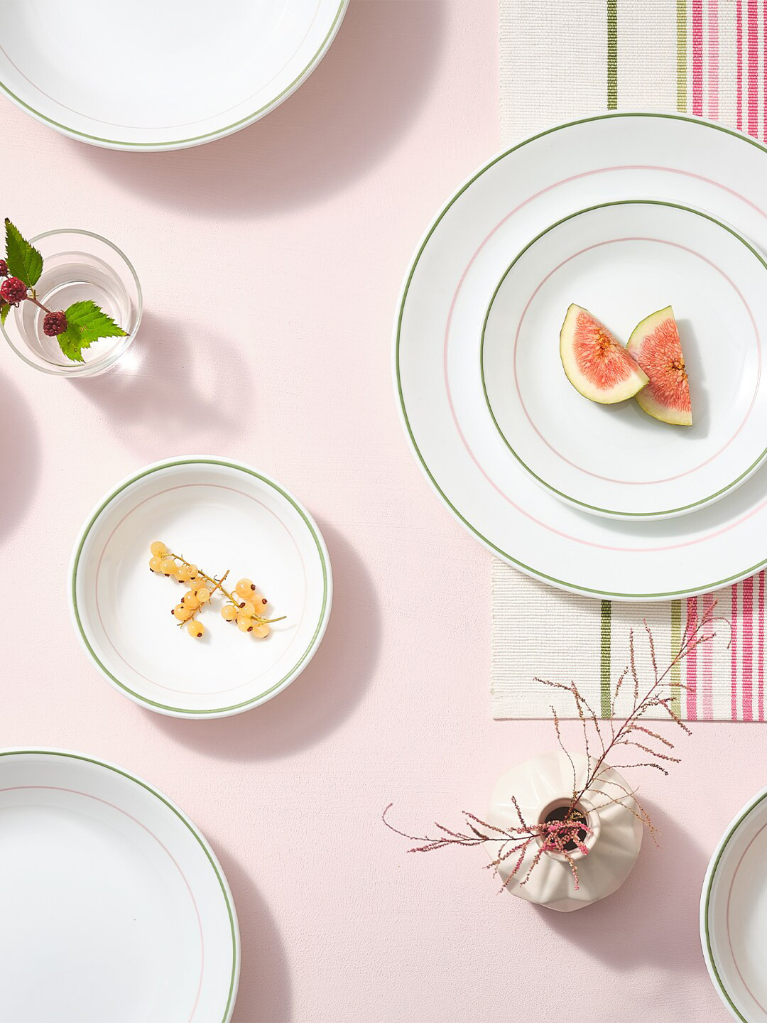 Corelle Pink 14 Pieces Dishwasher & Microwave Safe Printed Vitrelle Glass Dinner Set