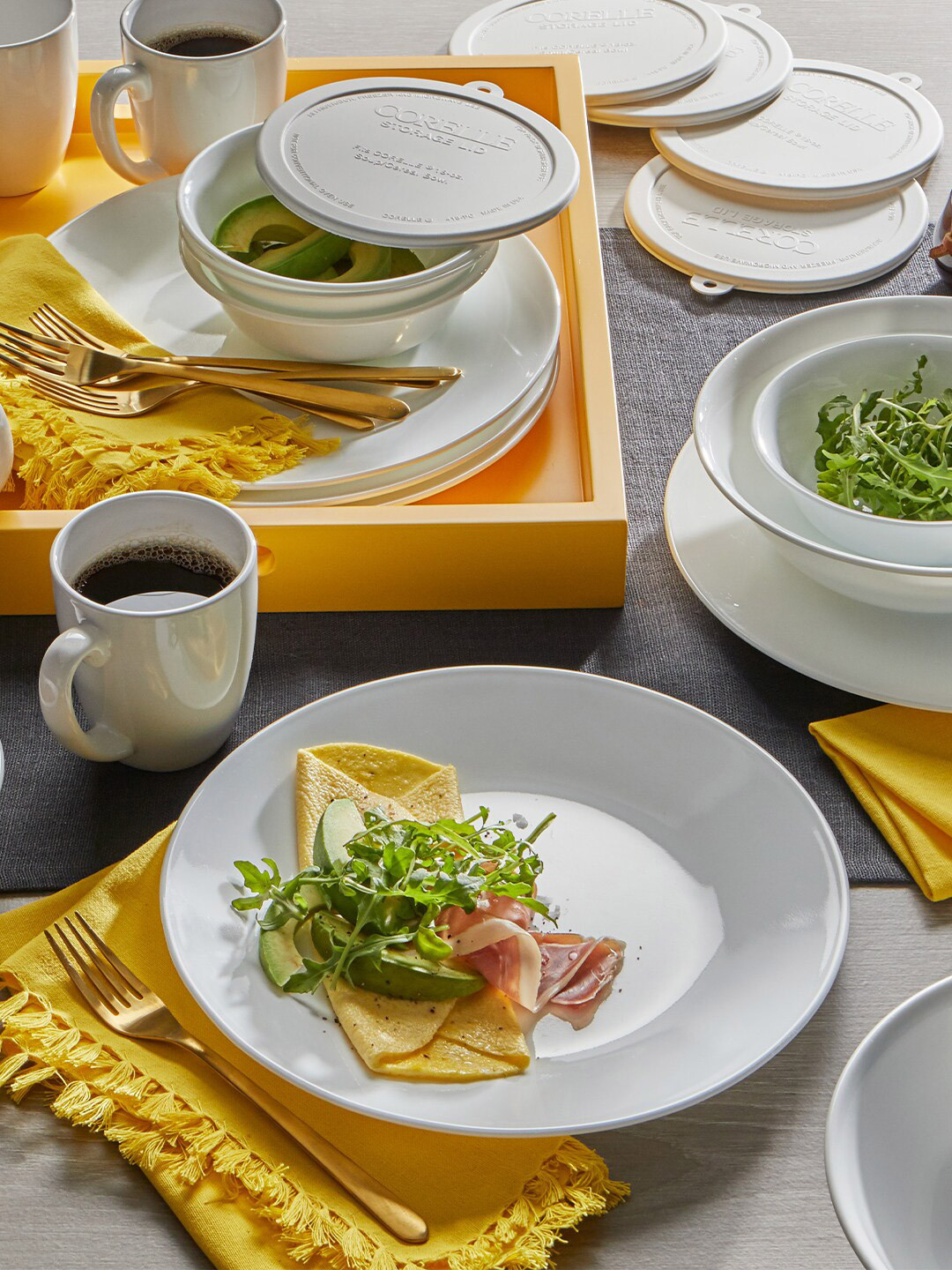 Corelle White Set of 5 Dishwasher & Microwave Safe Vitrelle Glass Dinner Set