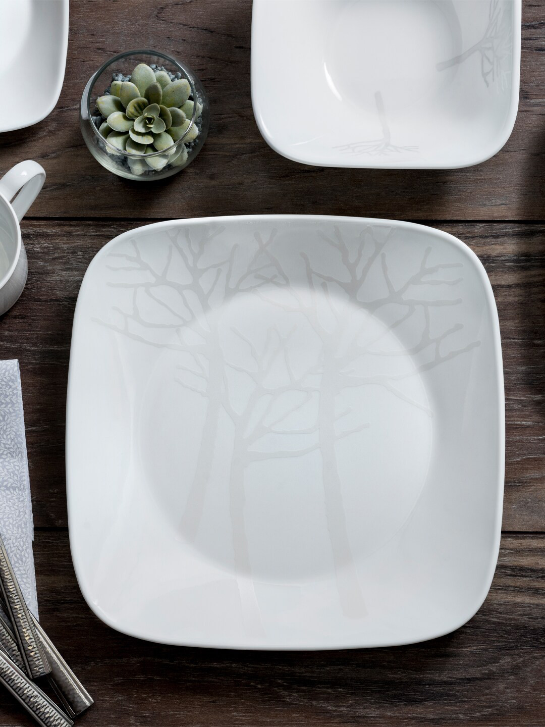 Corelle White 21 Pieces Dishwasher & Microwave Safe Vitrelle Glass Dinner Set