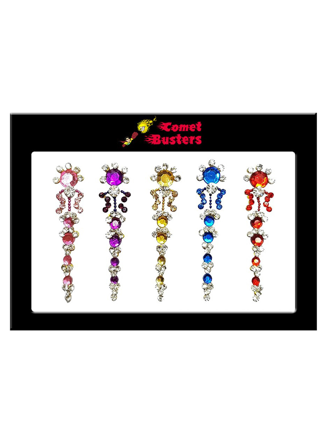 Comet Busters 5 Pcs Multicoloured Large Stone Studded Bindi