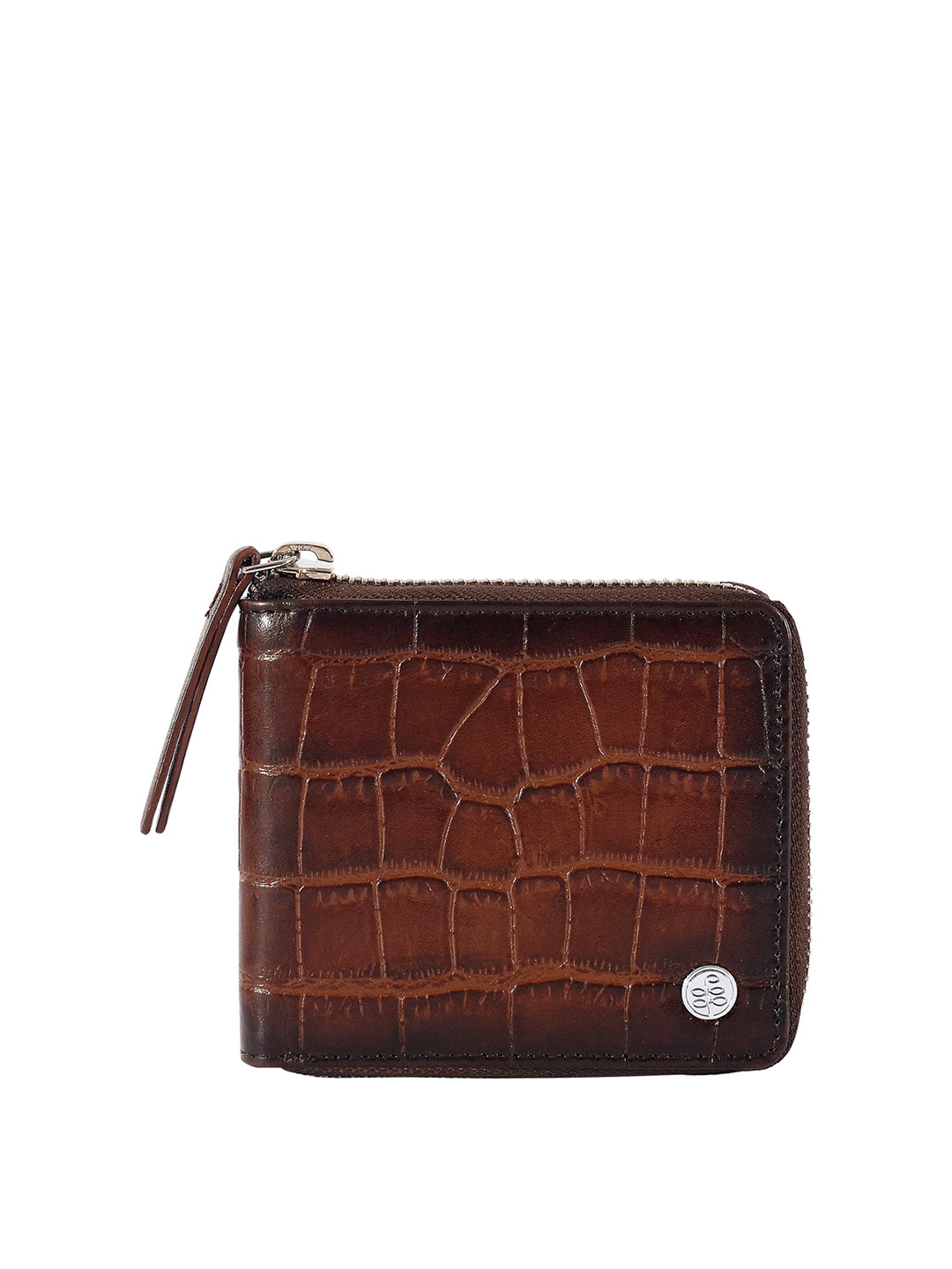Eske Men Tan Leather Zip Around Wallet