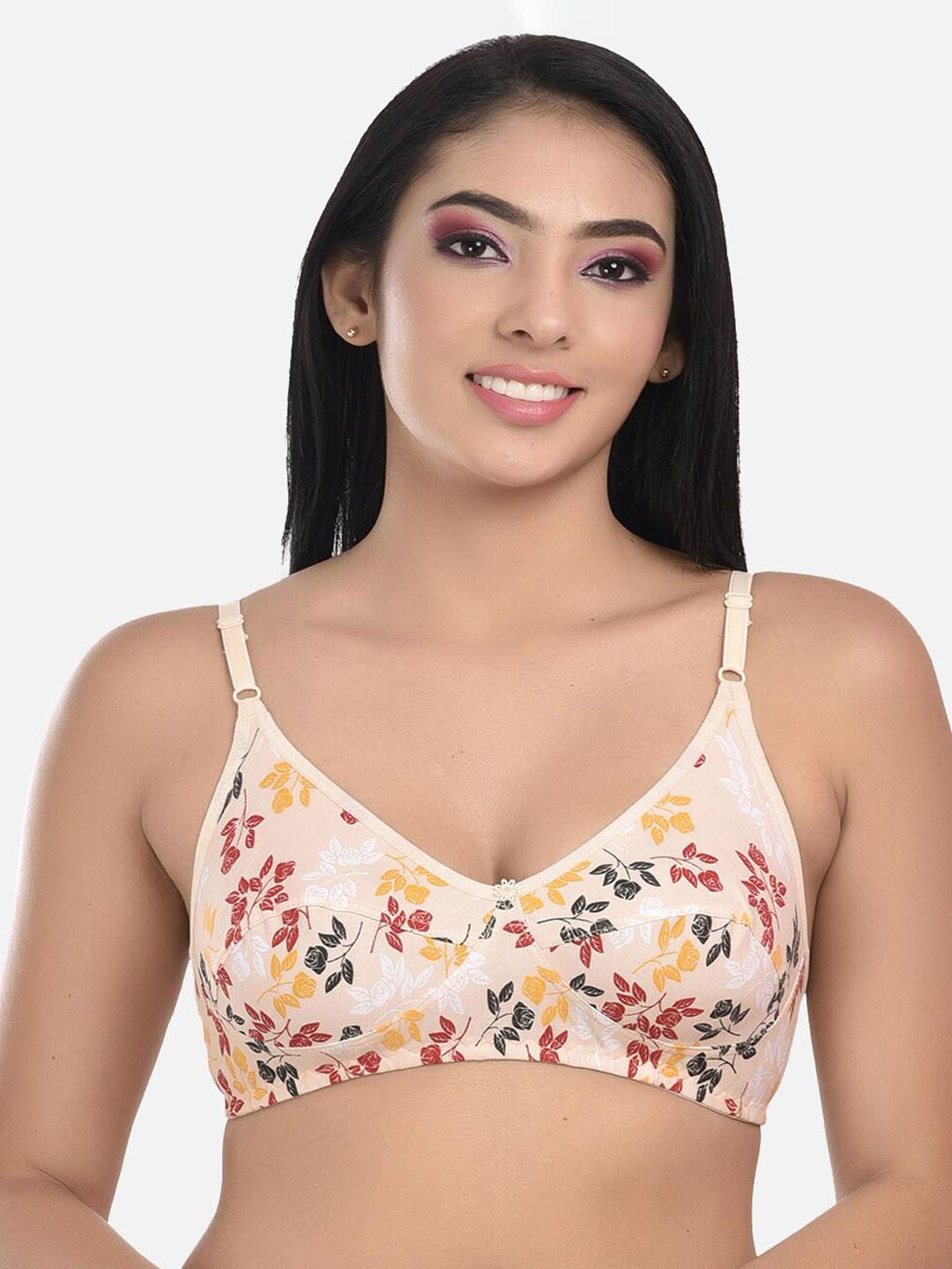 StyFun Women Yellow & Red Non-wired Floral Bra