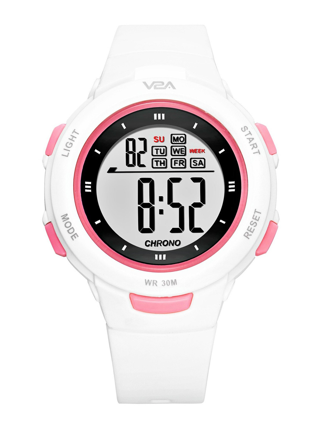 V2A Women White Dial & White Straps Digital Multi Function Watch DK8217-White