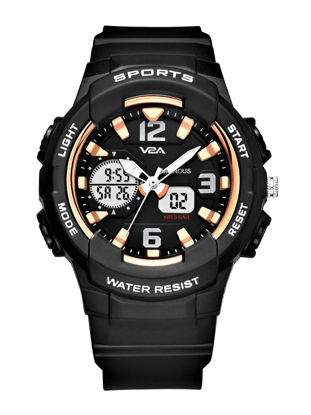 V2A Women Black Dial & Black Straps Analogue and Digital Multi Function Watch ADW220-Black