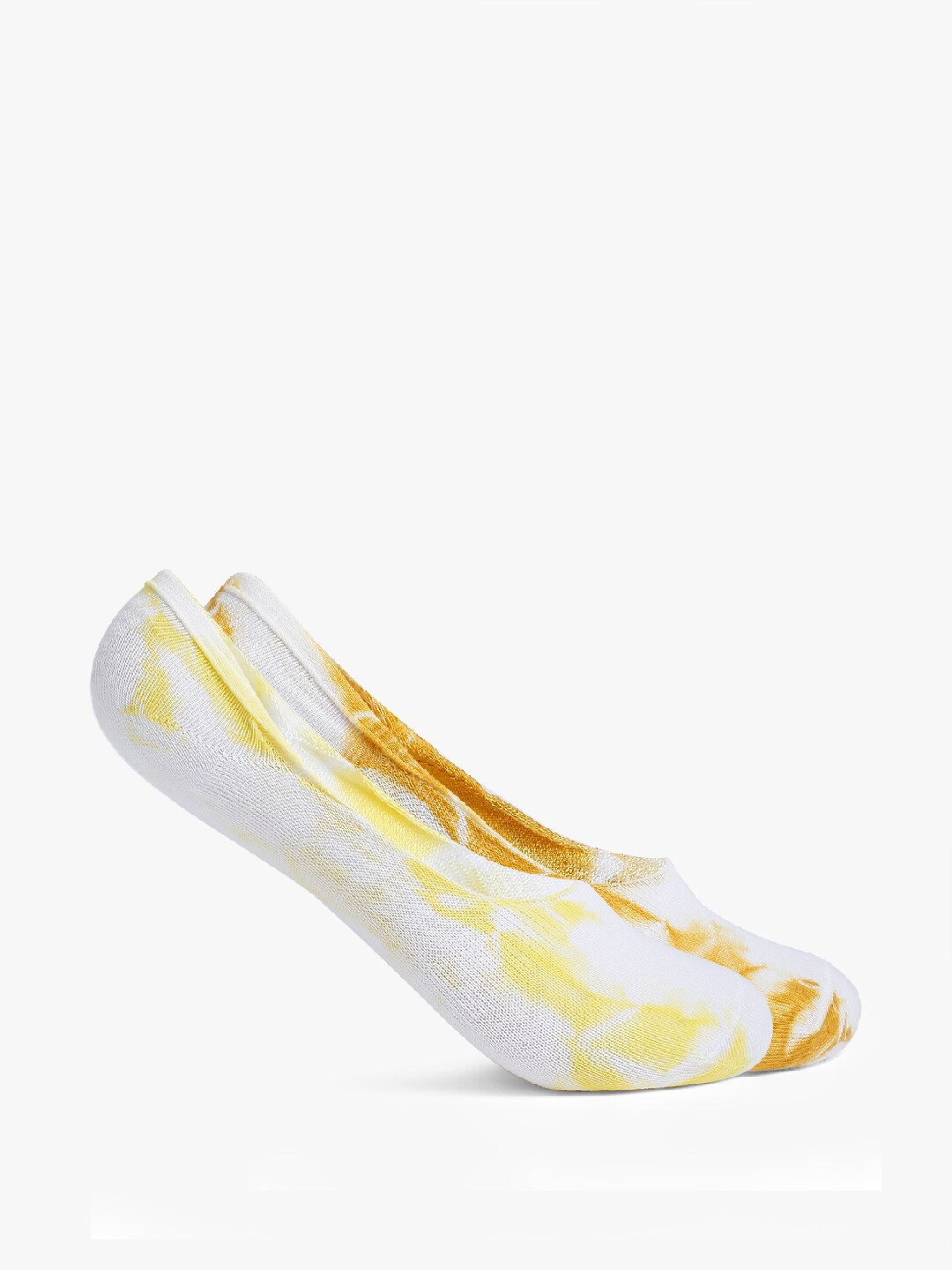 Smarty Pants Women White & Yellow Pack Of 2 Tie & Dye Printed Shoe-Liners Socks