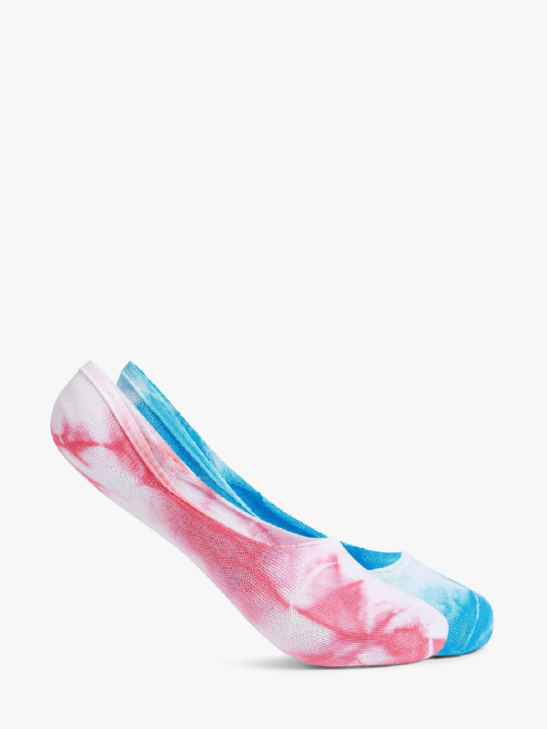 Smarty Pants Women Pack Of 2 Blue & Pink Solid Tie & Dye Shoe Liner Cotton Socks
