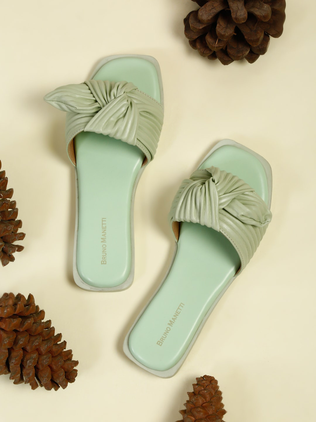 Bruno Manetti Women Sea Green Textured Flats