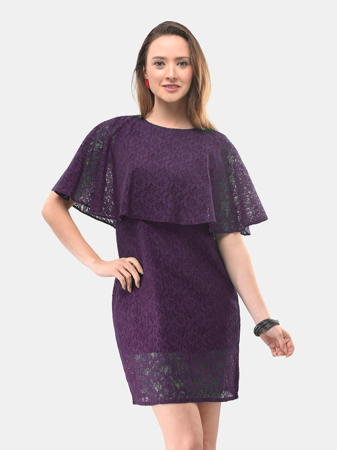 V&M Purple Layered Lace Sheath Dress