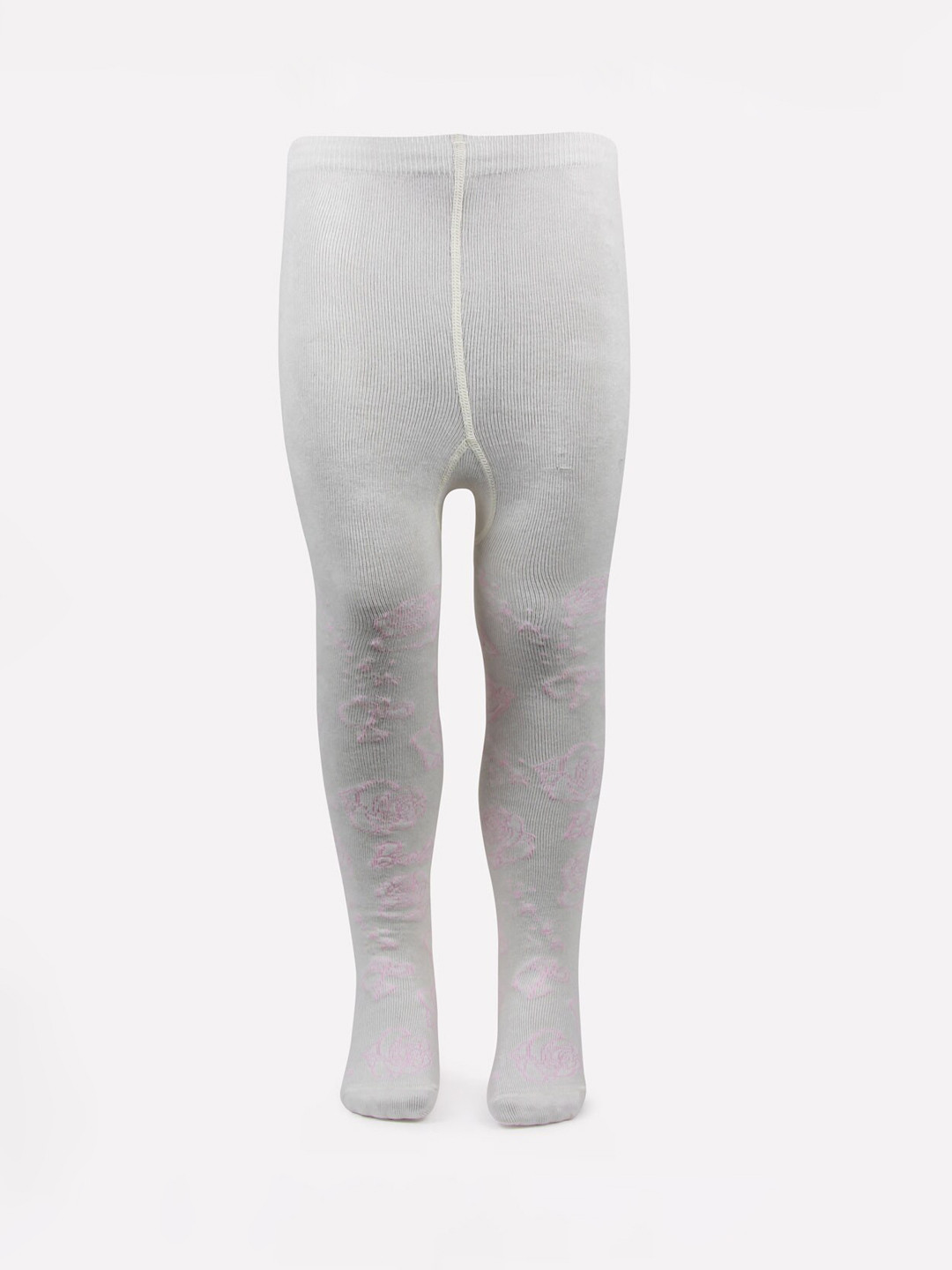 Bonjour Girls Off-White Printed Knitted Anti-Odor Tights