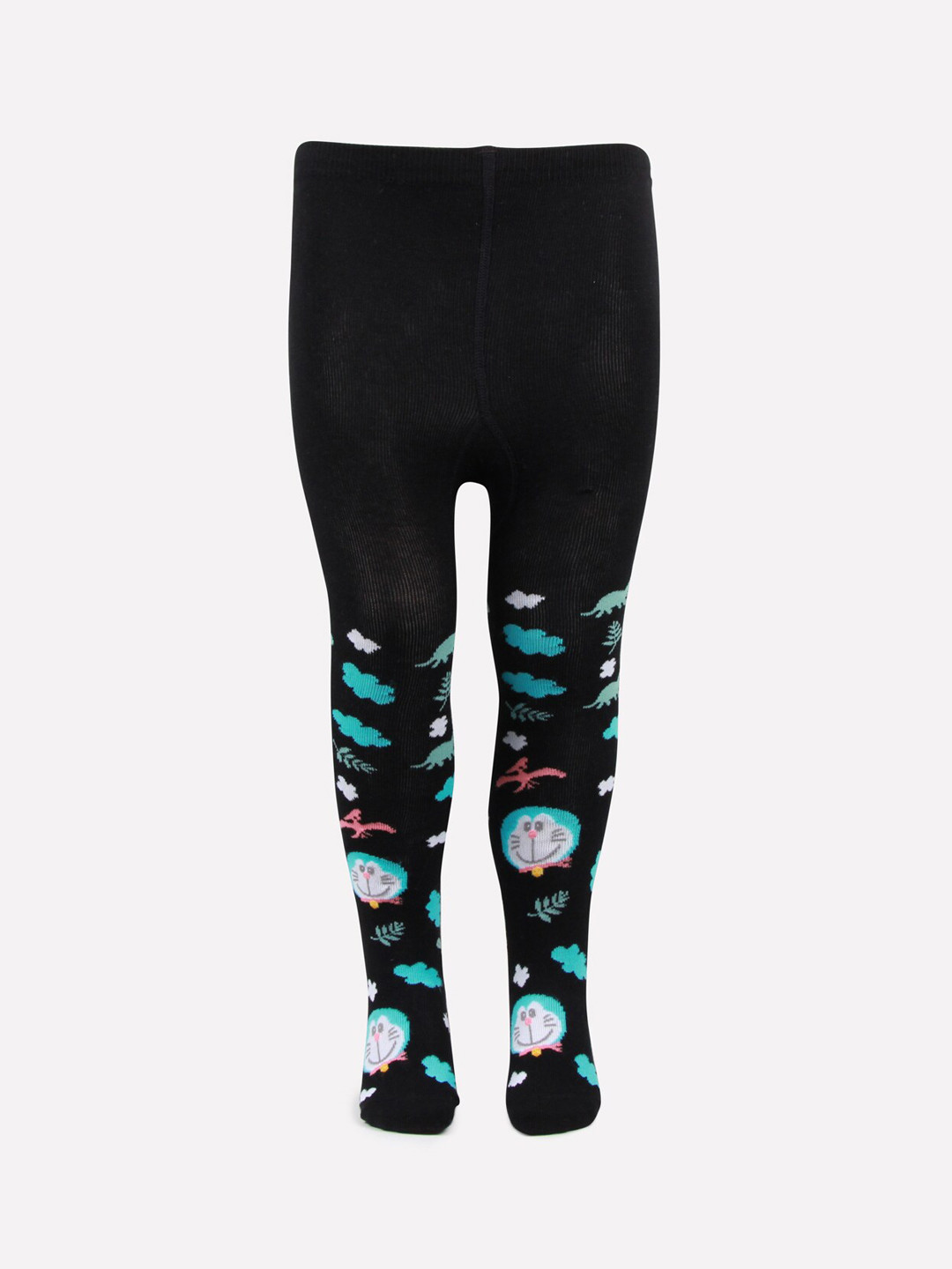 Bonjour Girls Black & Blue Doraemon Printed Tights