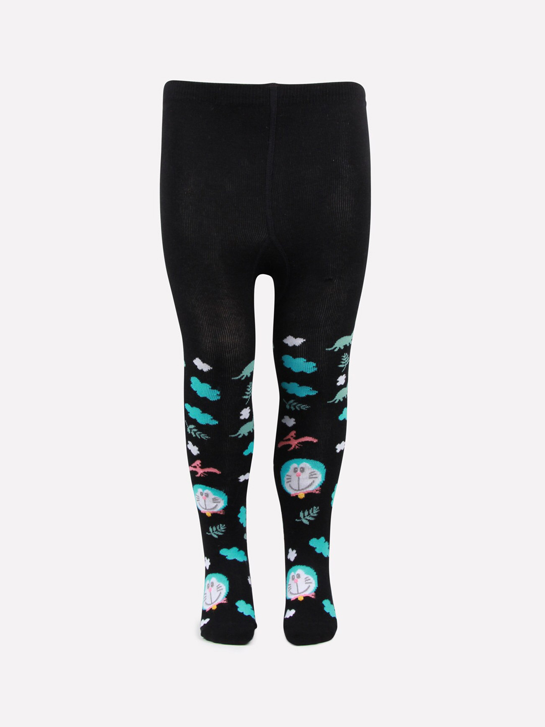 Bonjour Girls Black & Blue Doraemon Printed Knitted Tights