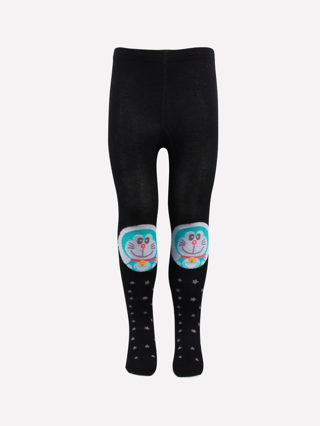 Bonjour Girls Black Doraemon Printed Anti Odour Knitted Tights