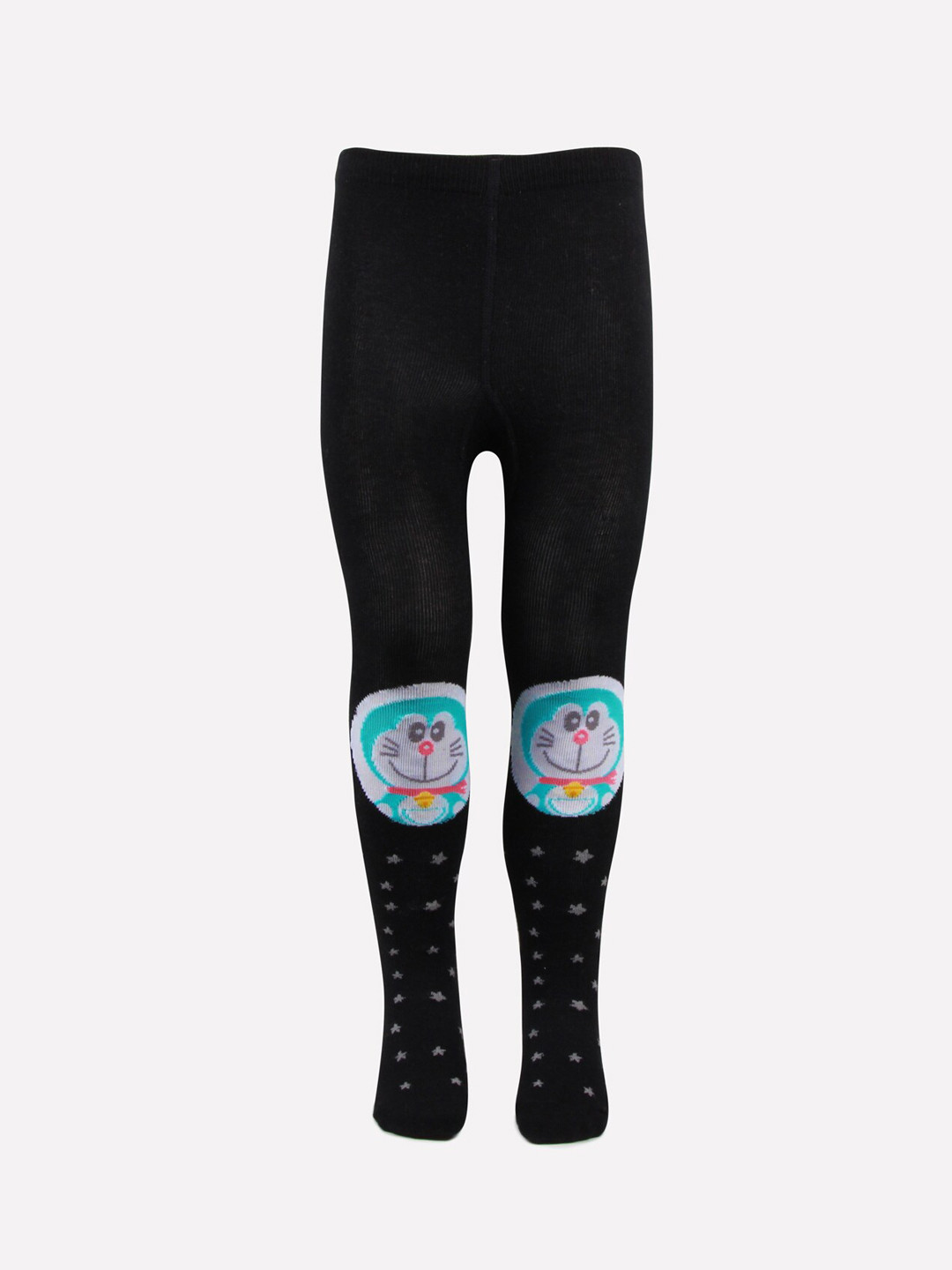 Bonjour Girls Black Doraemon Printed Cotton Ankle Length Training Tights
