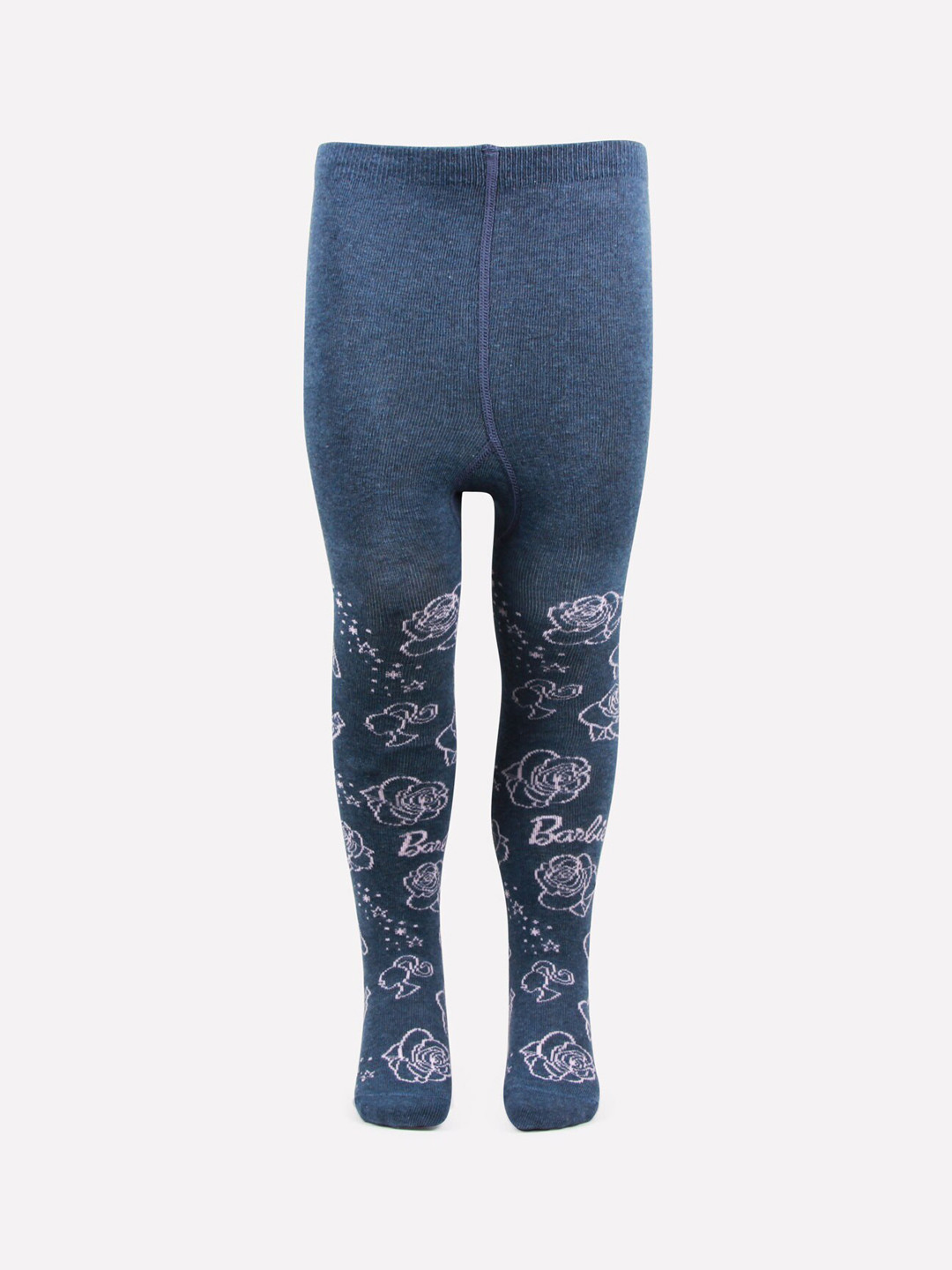 Bonjour Girls Navy Blue & White Printed Knitted Stockings