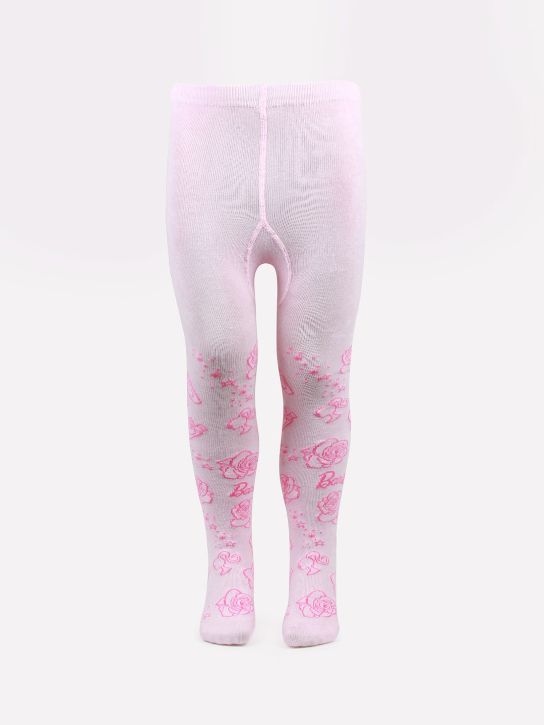 Bonjour Girls Pink Floral Printed Knitted Stockings
