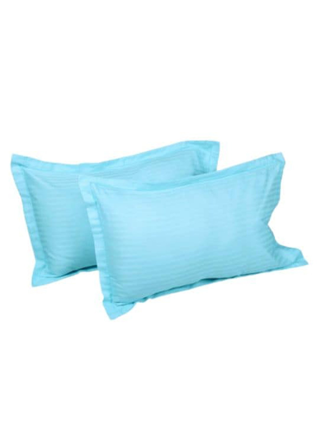 Sleeping Owls- because your sleep matters Set Of 2  Blue Striped Pure Cotton 210 TC Pillow Covers