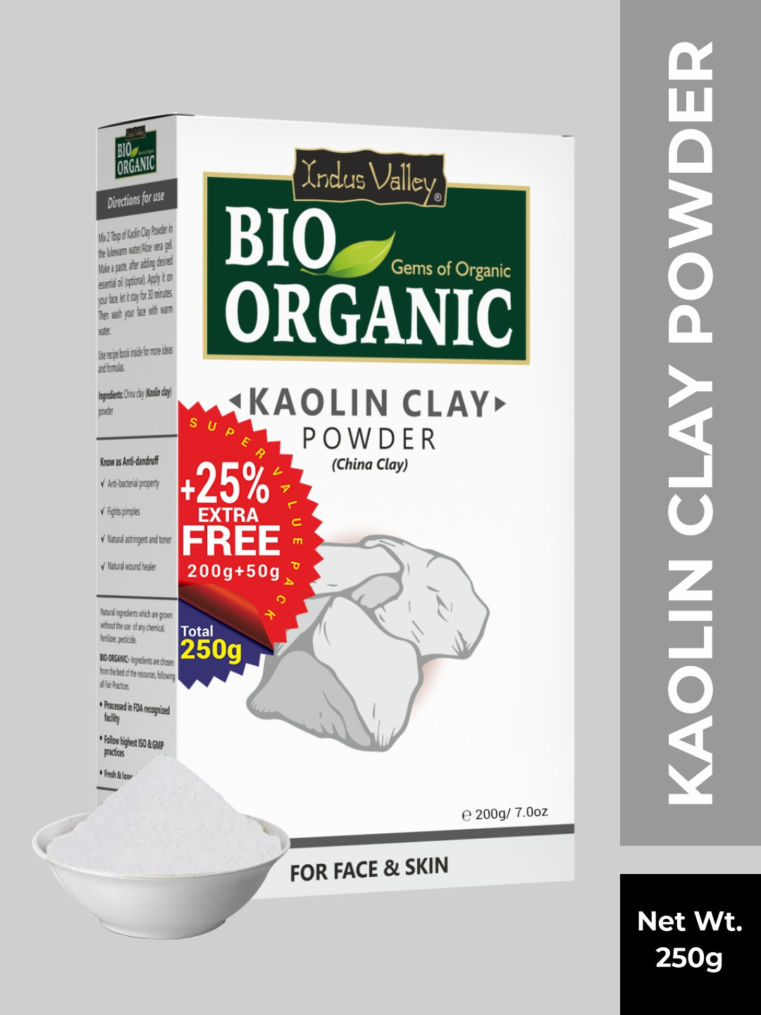 Indus Valley White Pure Kaolin Face Pack Powder - 250 g