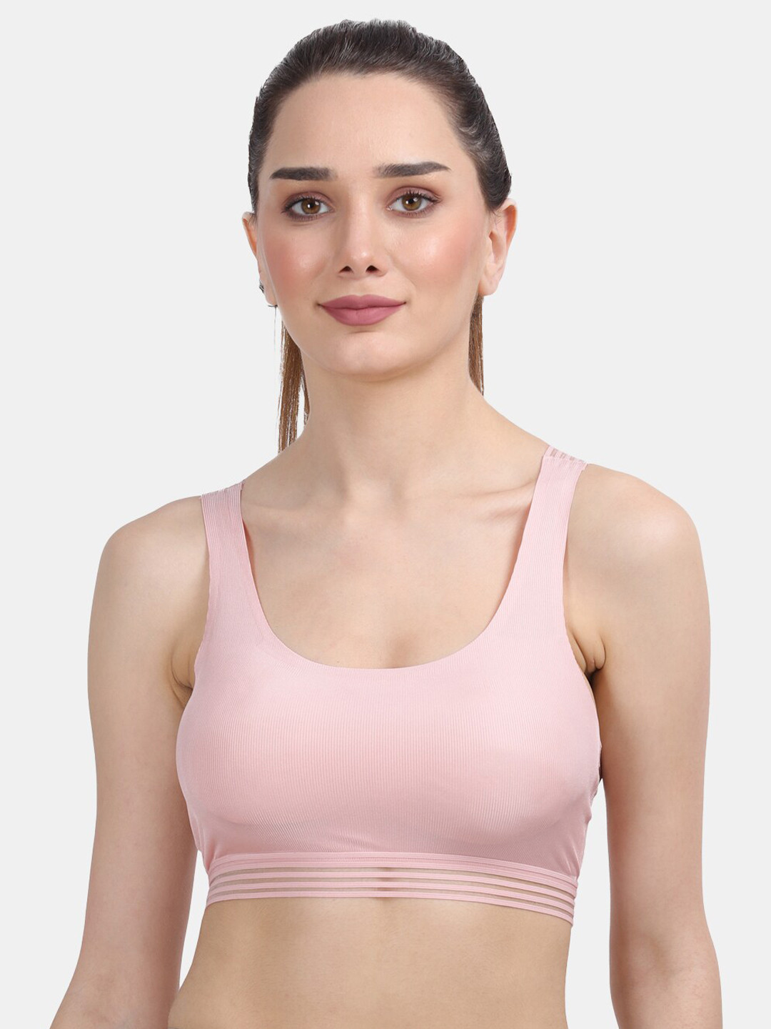 Amour Secret Peach-Coloured Lightly Padded Sports Bra  S911_Pch