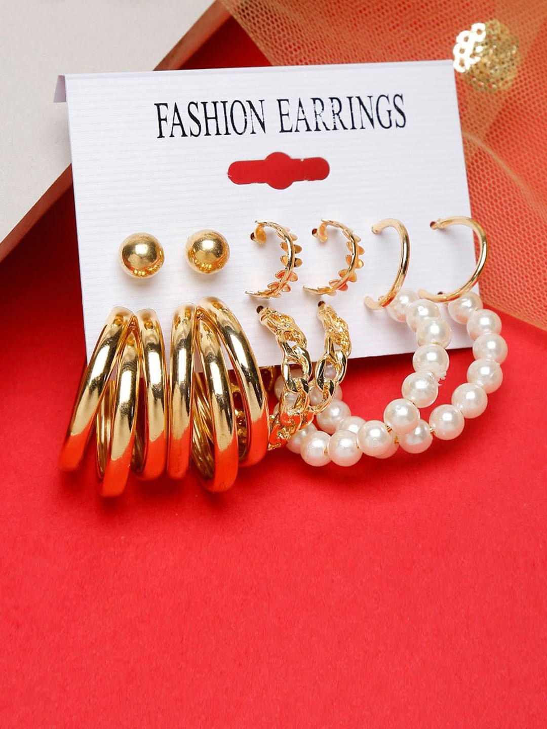 Jewels Galaxy Gold-Toned Circular Drop Earrings