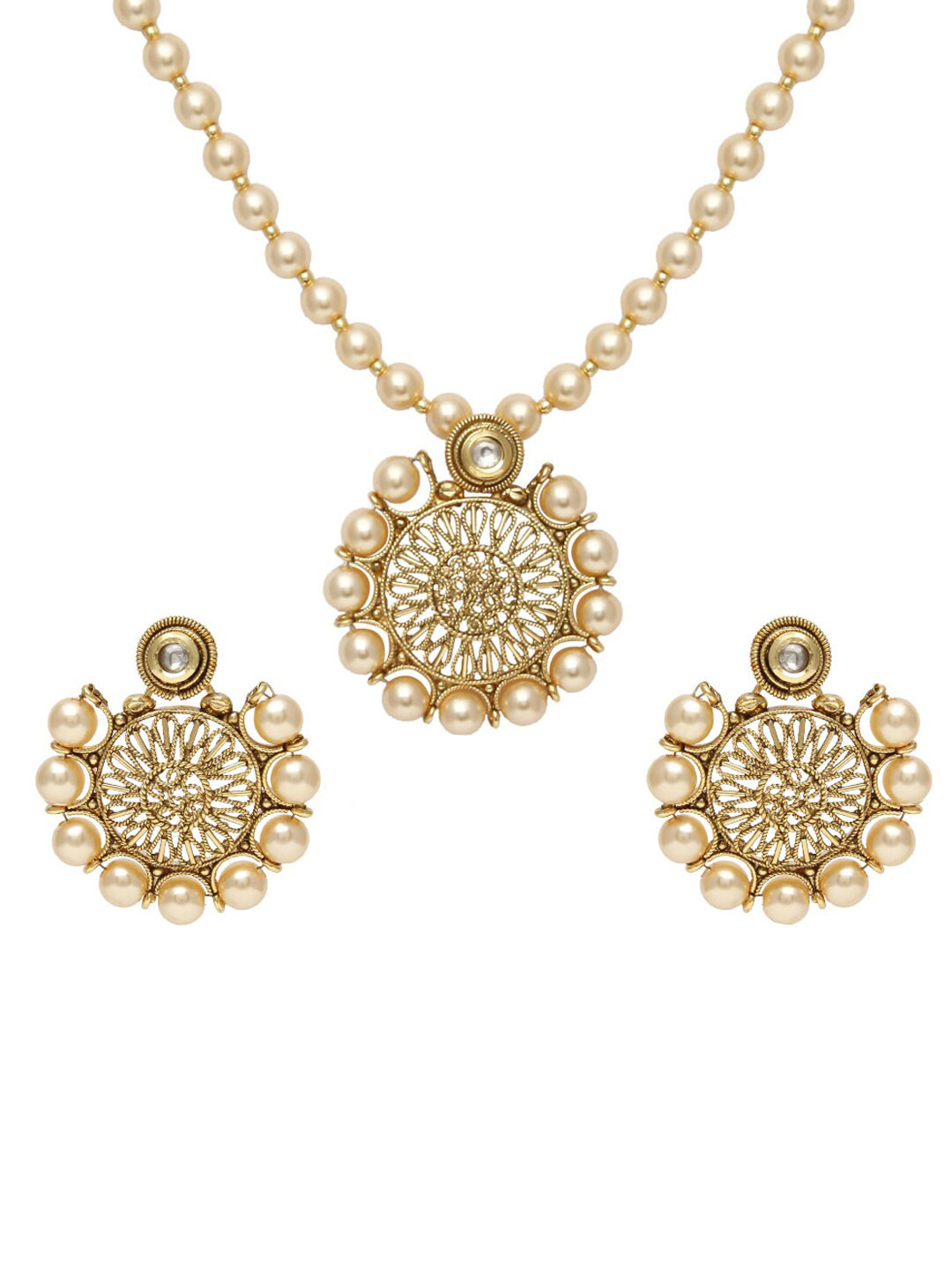 Jewels Galaxy Gold-Plated Pearls-Studded & Beaded Jewellery Set