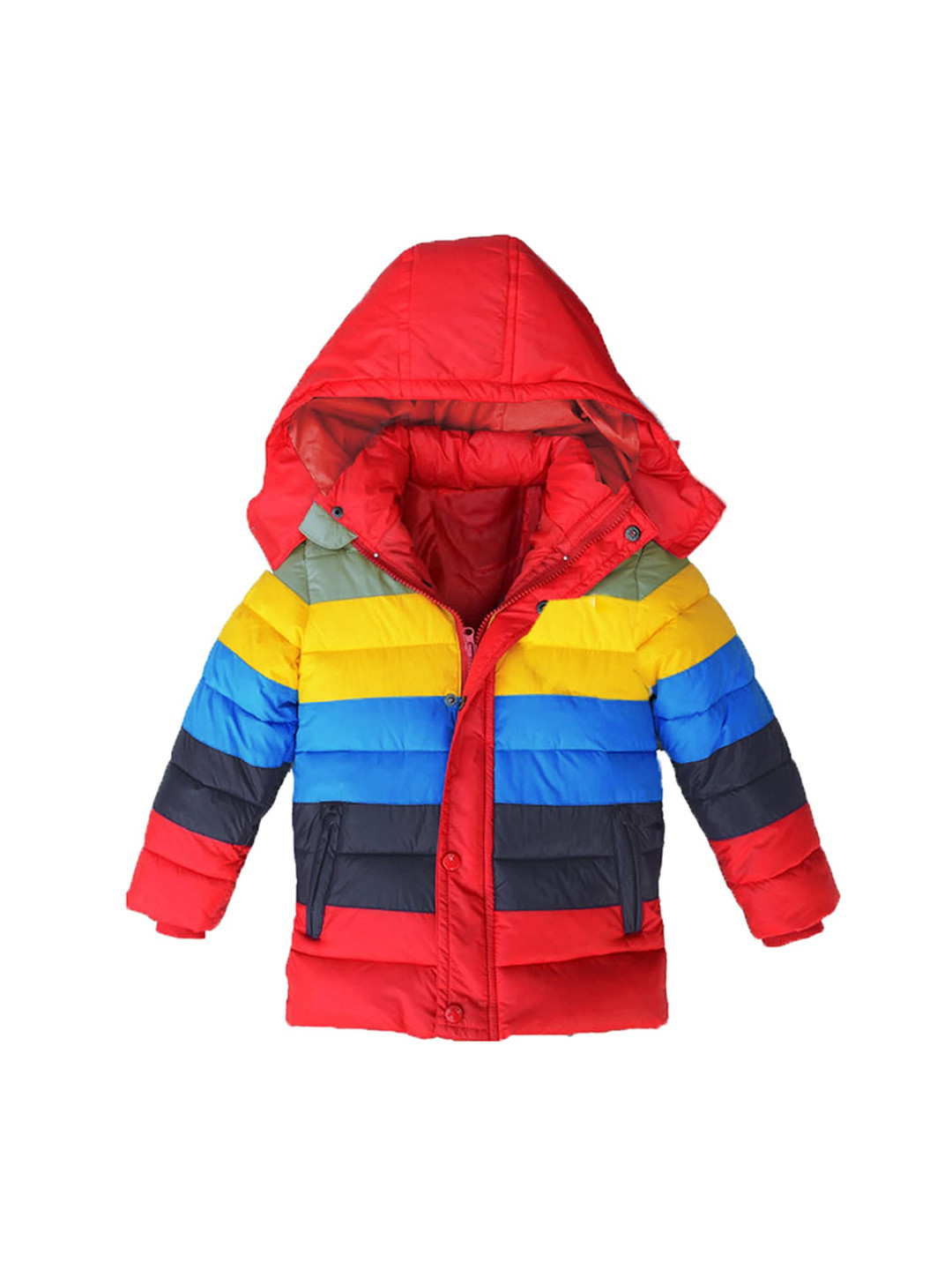 AD & AV Boys Red Colourblocked Water Resistant Longline Puffer Jacket