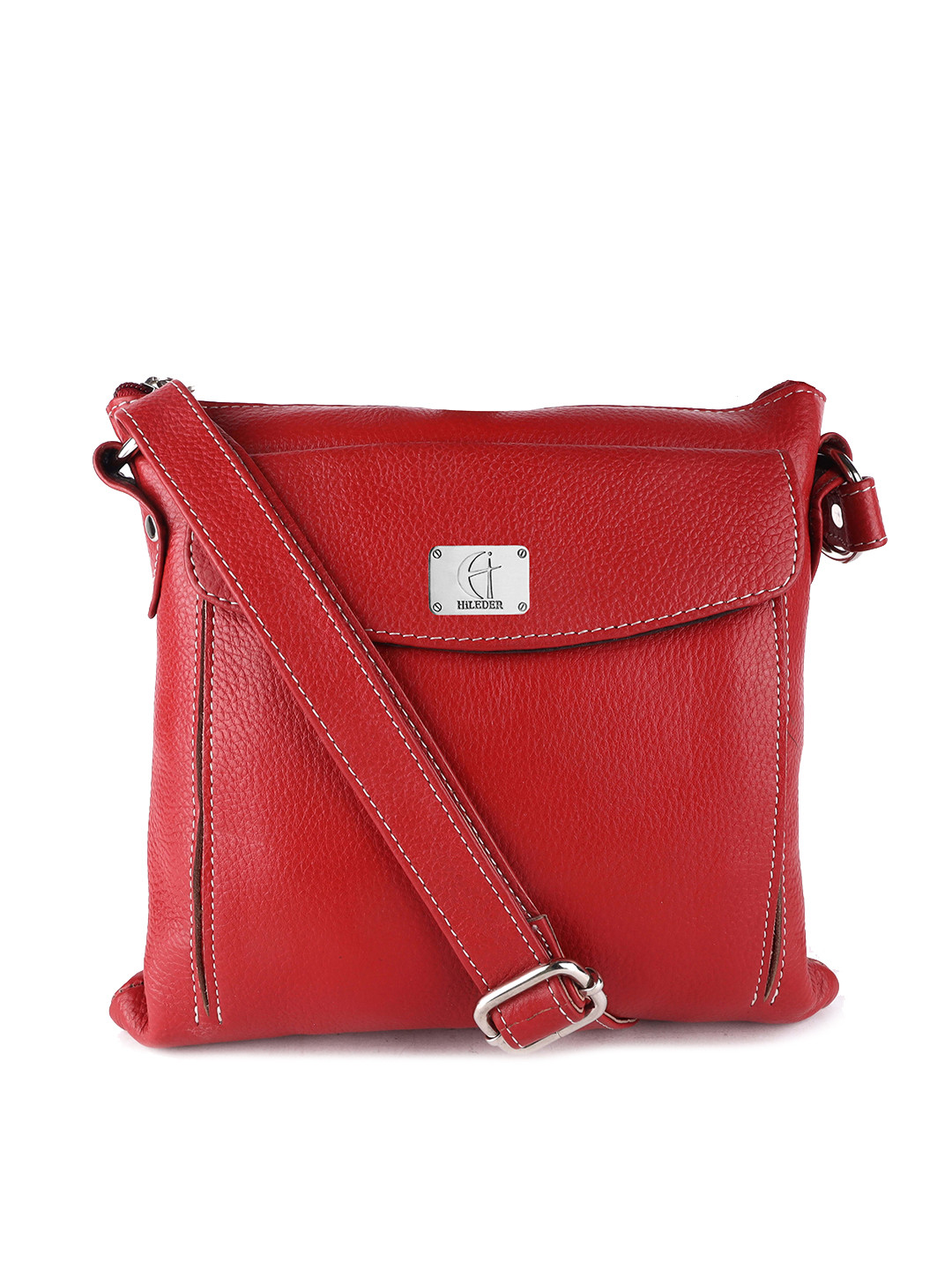 HiLEDER Red Leather Bucket Sling Bag