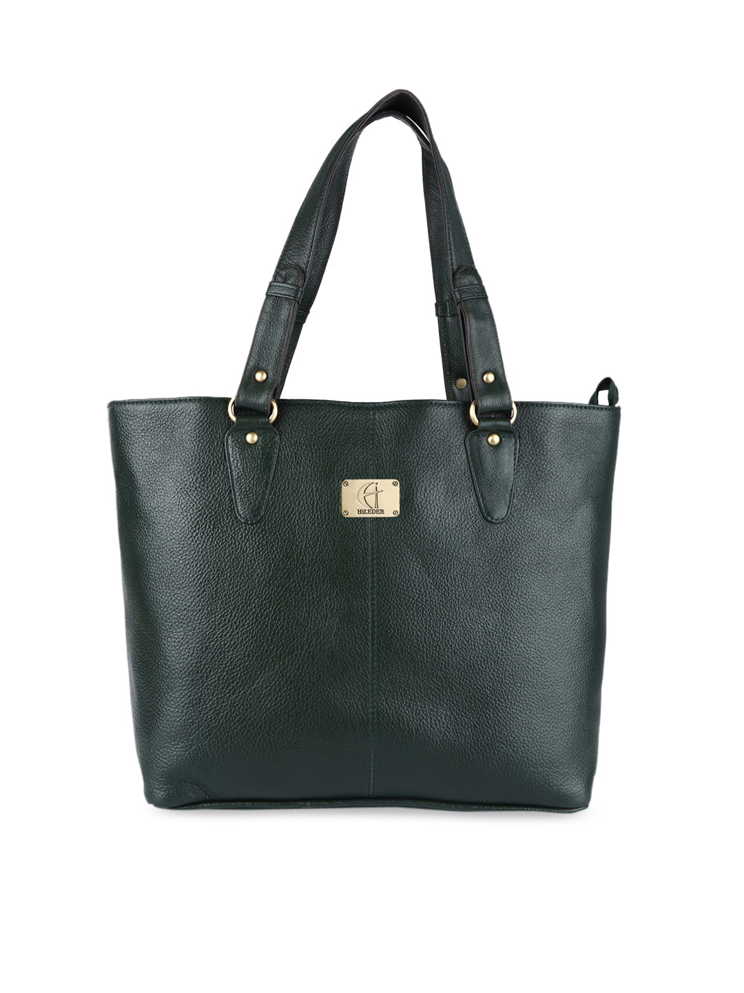 HiLEDER Green Leather Oversized Shopper Tote Bag