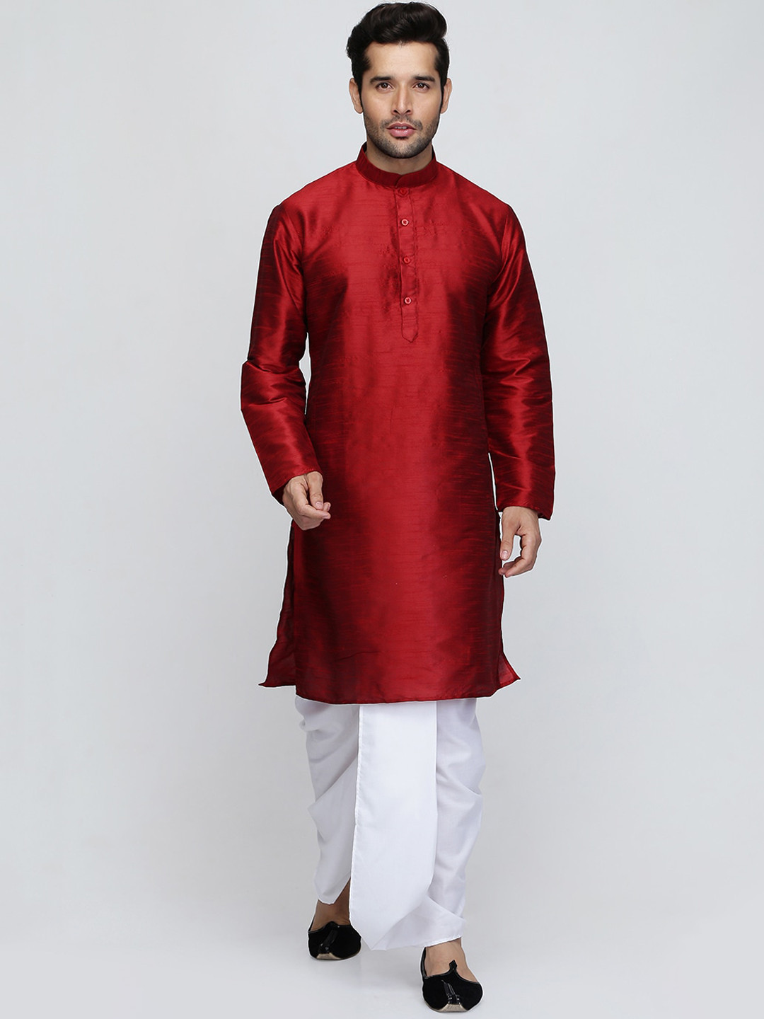 ROYAL KURTA Men Maroon Kurti with Dhoti Pants