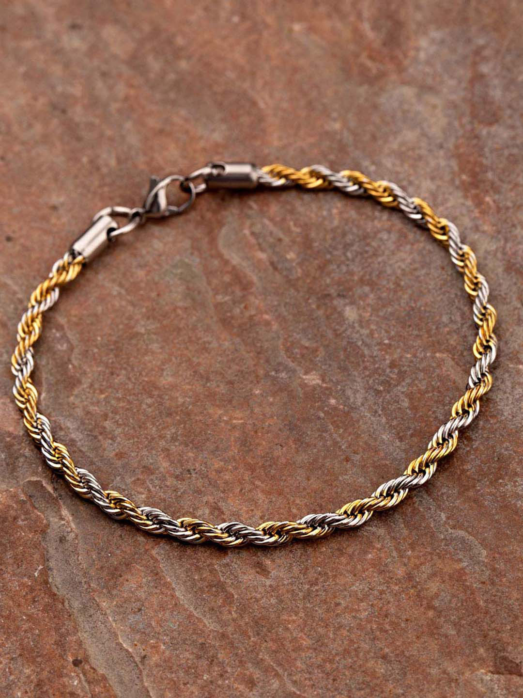 Dare by Voylla Men Gold Toned Royal Links Rope Design Bracelet