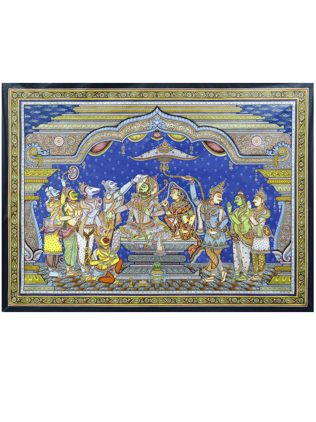 Exotic India Blue & Yellow Coronation of Lord Rama Wall Art
