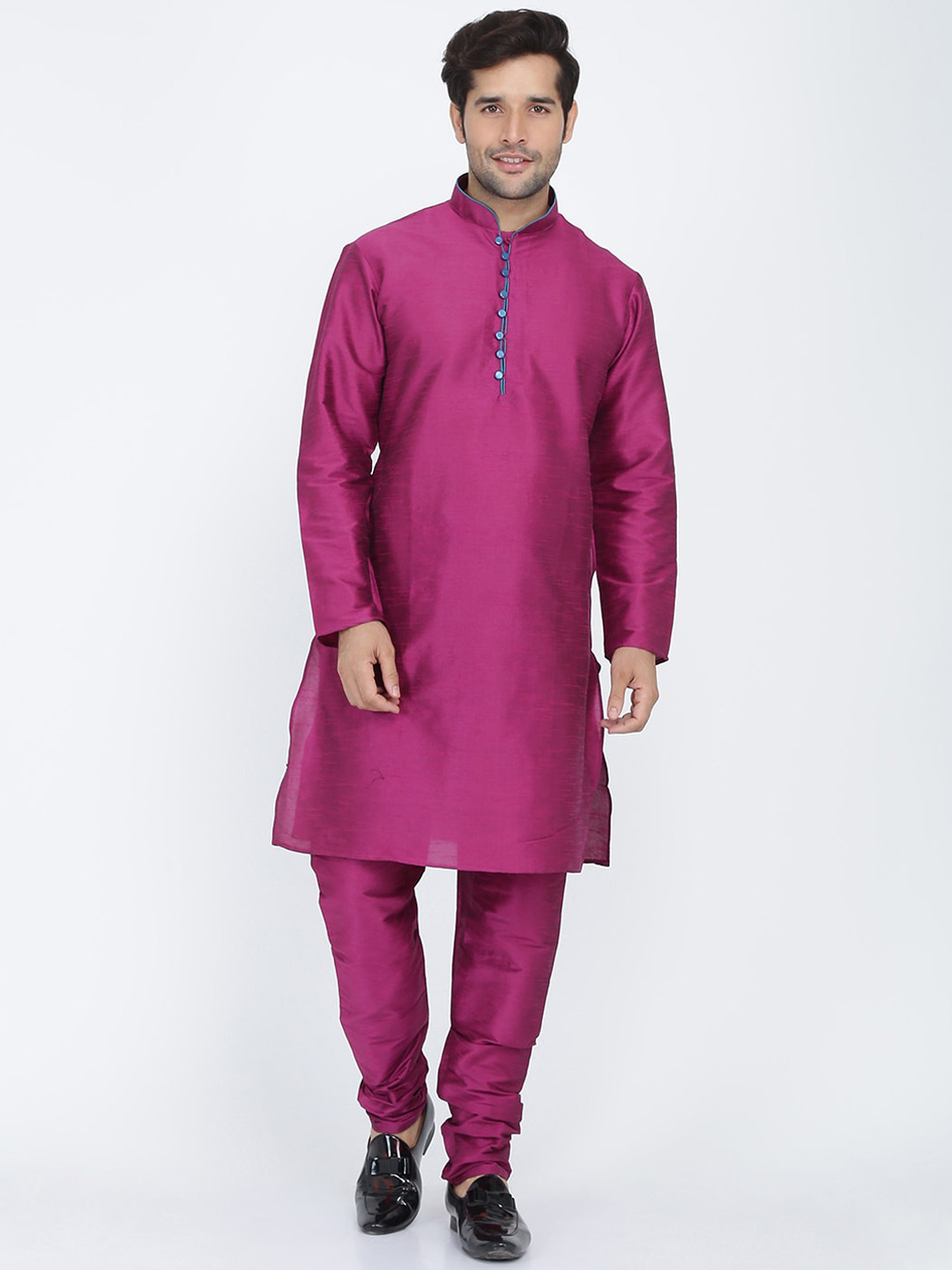 ROYAL KURTA Men Purple Thread Work Summer Sheers Kurta Set