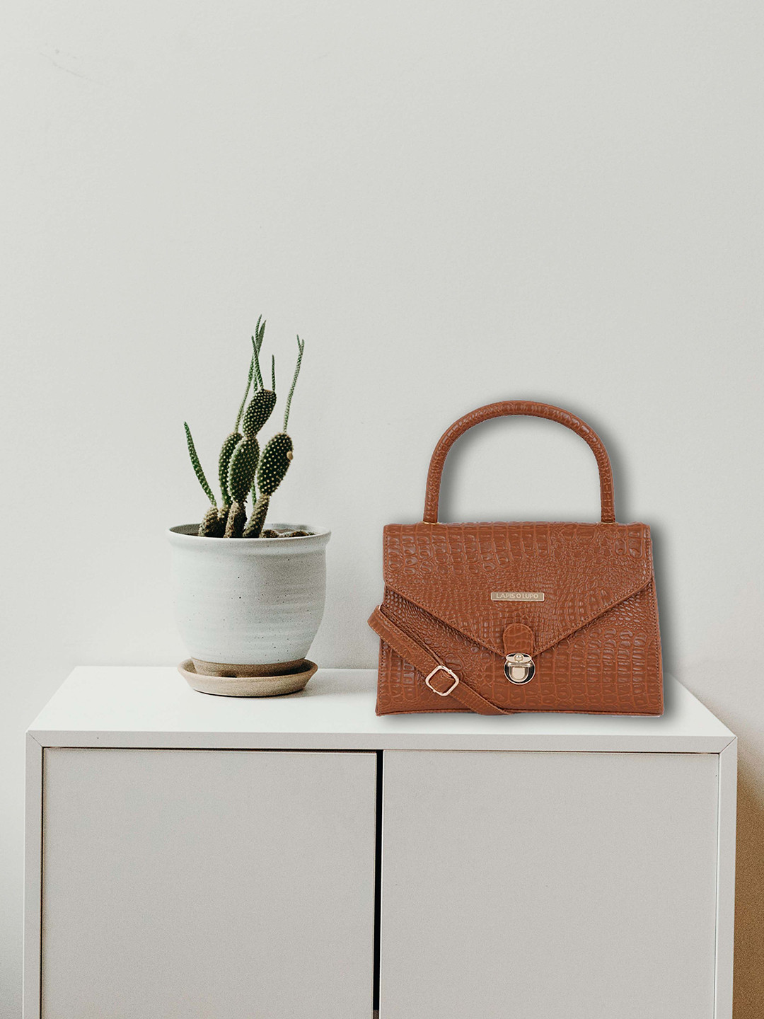 Lapis O Lupo Tan Textured Swagger Satchel