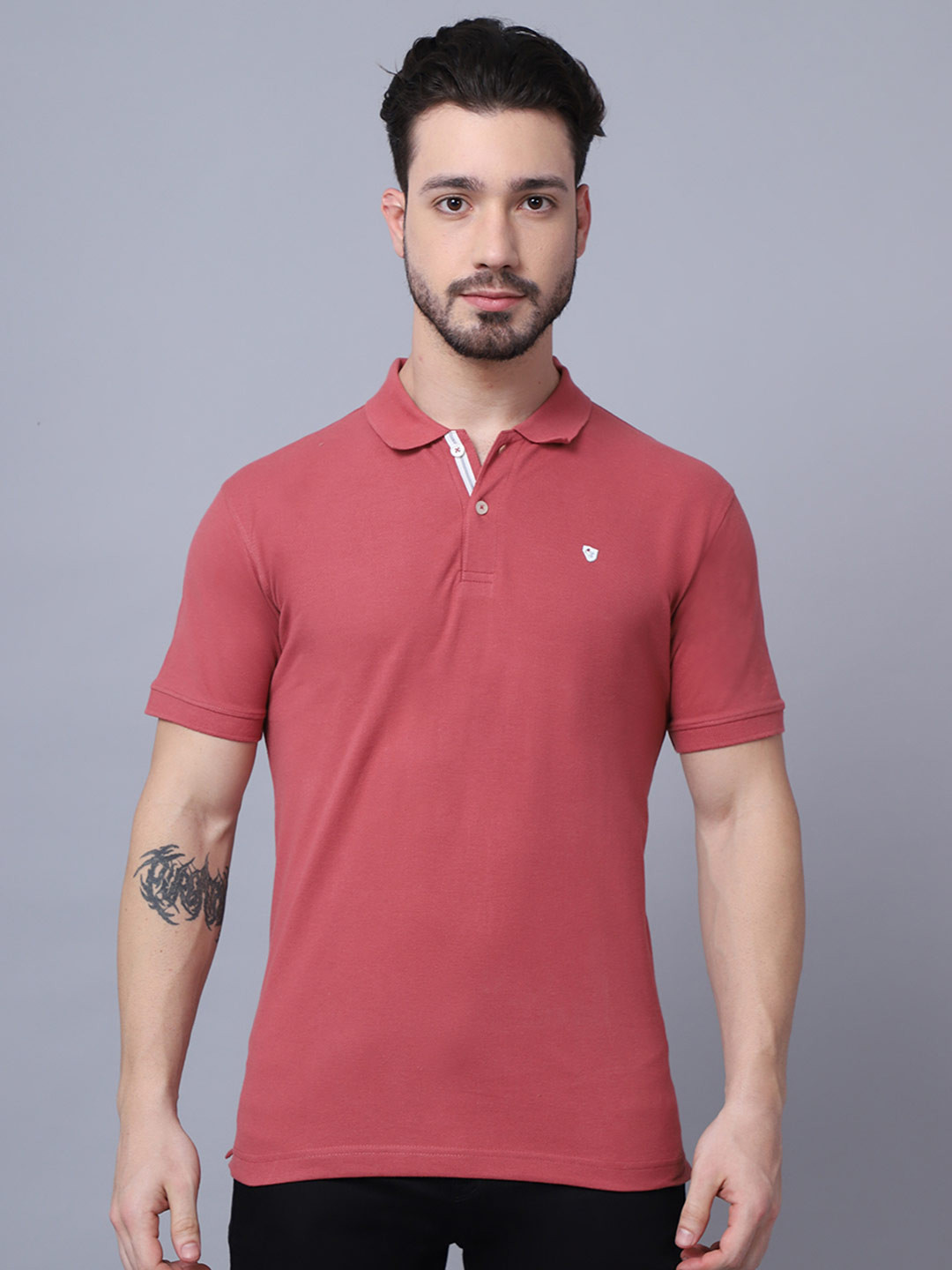 Cantabil Men Pink Polo Collar T-shirt
