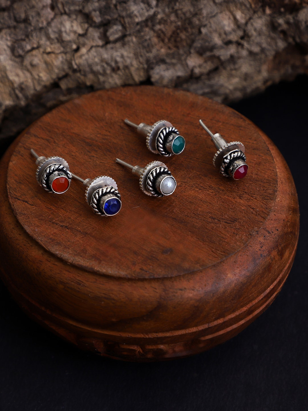 VENI Multicoloured Pack of 5 Contemporary Studs Earrings