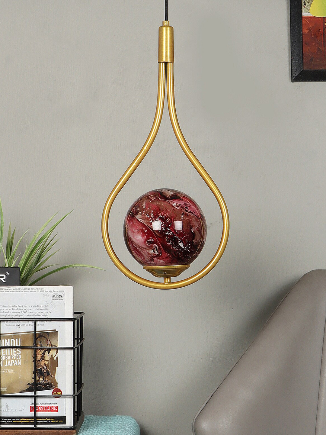 MFD HOME FURNISHING Red Solid Theme Ceiling Lamp