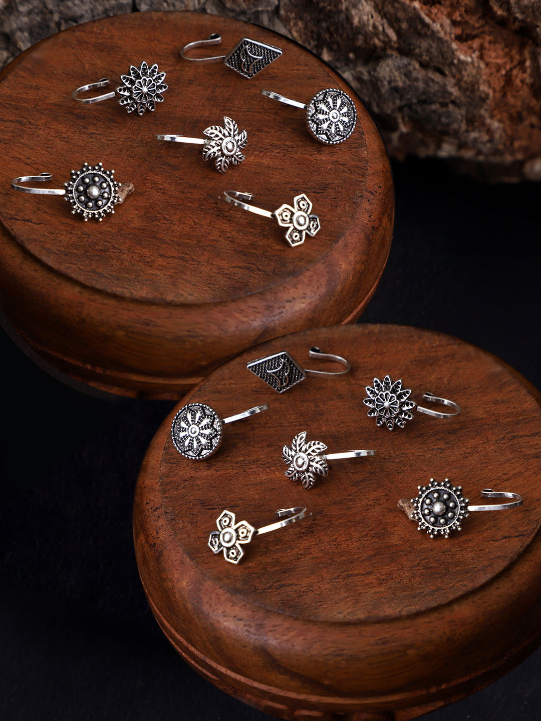 VENI Women Set Of 12 Silver-Plated Nosepins