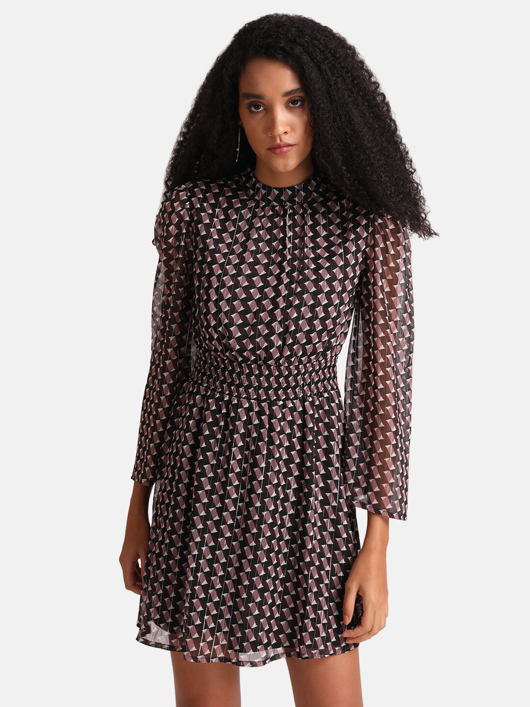 Kazo Women Maroon Printed Satin Dress